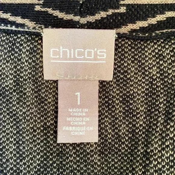 Chico’s Gray & Black Open Front Cardigan, Size 1 (Medium or 8). - Picture 4 of 9